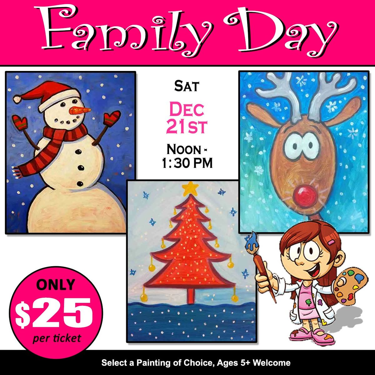 Family Day Paint Party: Kid\u2019s Paint \u2013 Dec 21 | $25