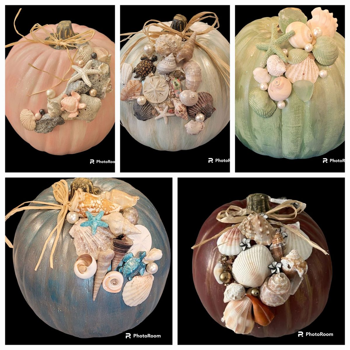 Victoria Meeting Center Embellished Coastal Pumpkins with UV Resin and Shells