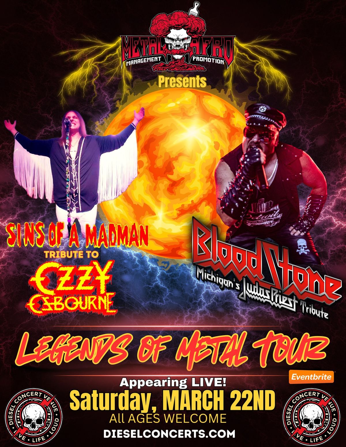 Sins Of A Madman (Ozzy Tribute) & BloodStone (Judas Priest Tribute) LIVE! @ Diesel Concerts Detroit