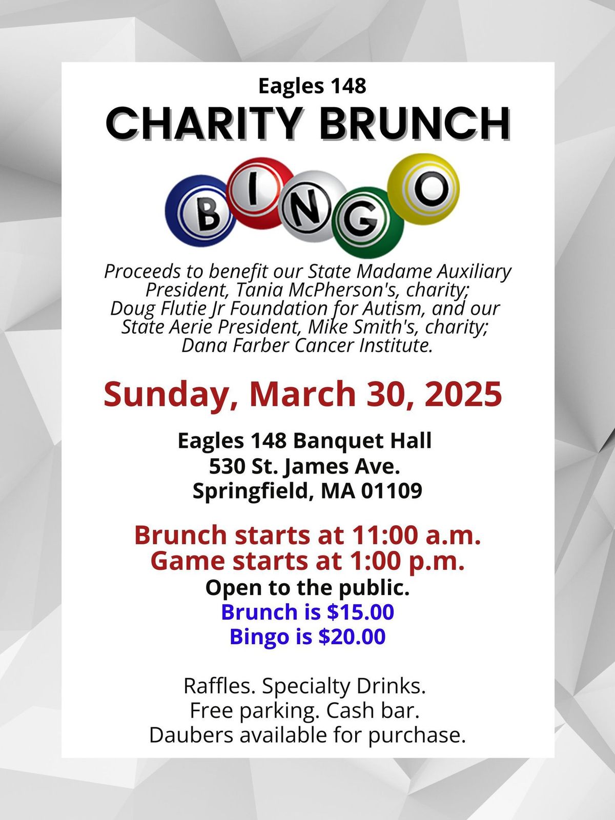 Charity Brunch Bingo