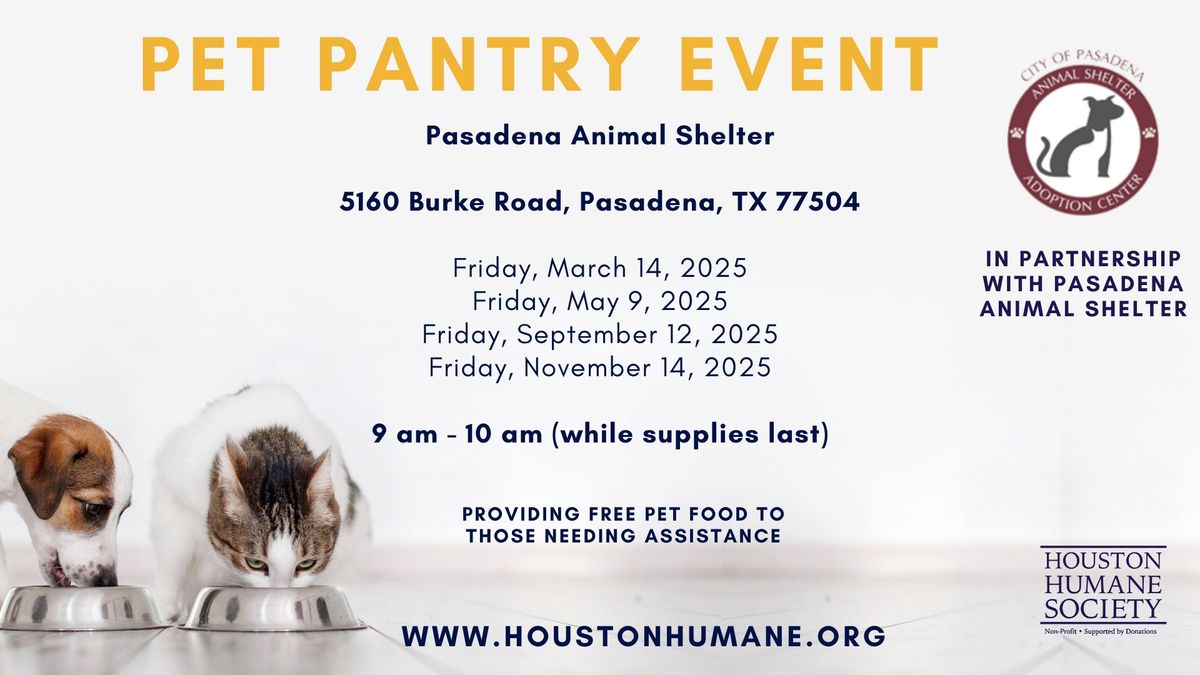 Pet Pantry Events - Pasadena Animal Shelter