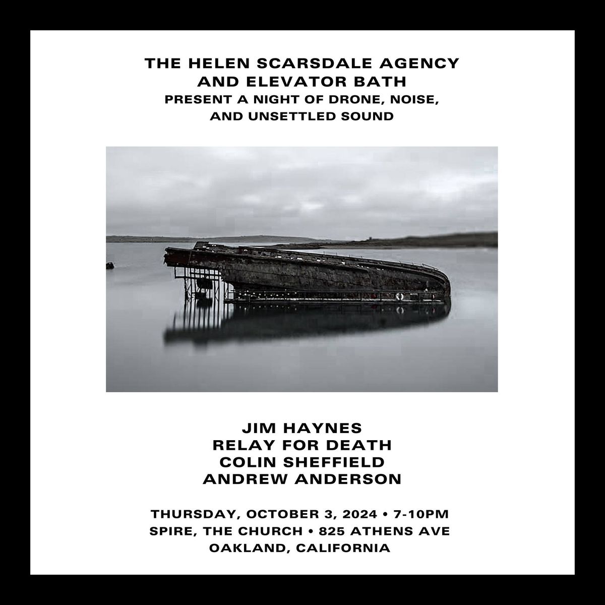 A Night of Drone, Noise, Unsettled Sound: Jim Haynes\/Relay for Death\/Colin Sheffield\/Andrew Anderson