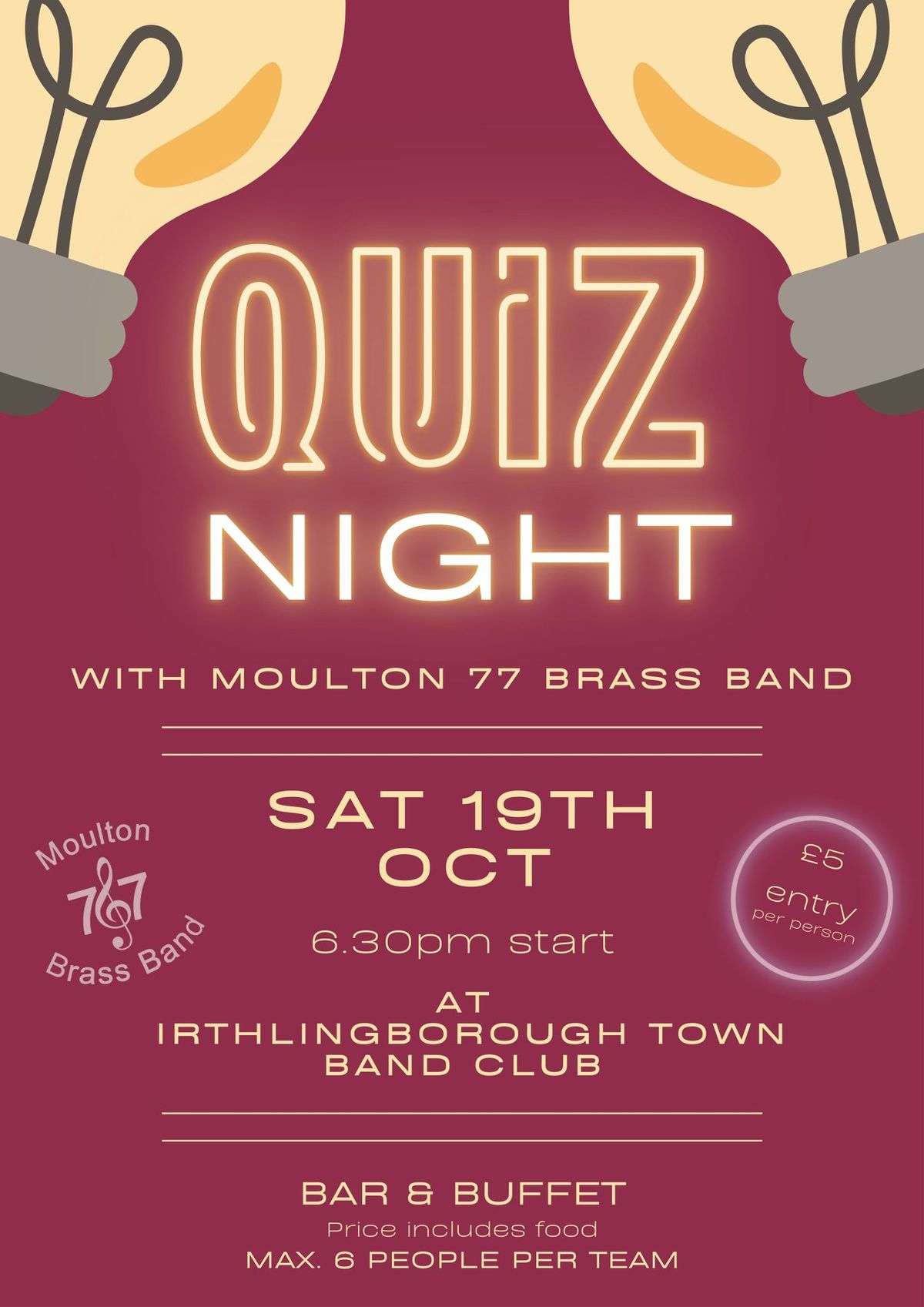 QUIZ NIGHT with Moulton 77 Brass Band