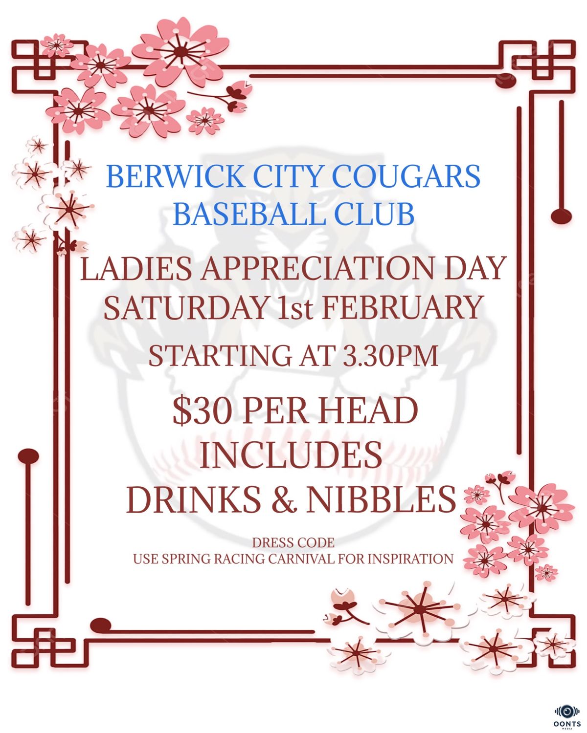 Ladies Appreciation Day at Berwick City Cougars Baseball Club