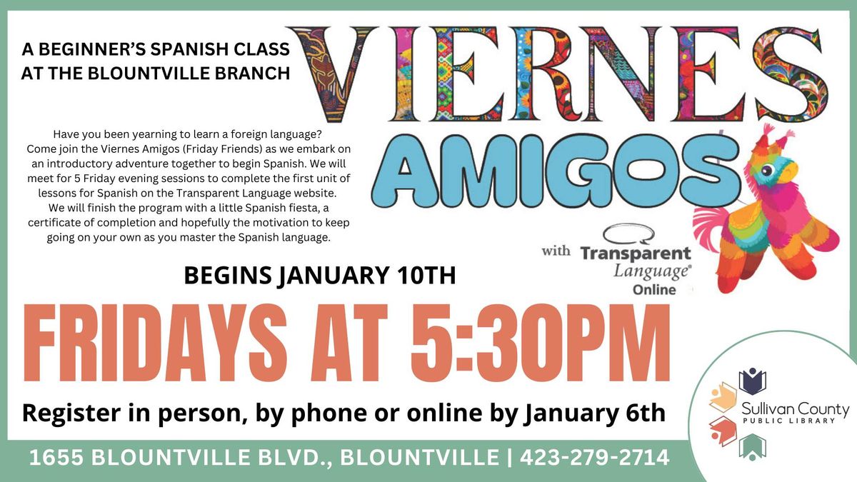 Viernes Amigos Introductory Spanish class at the Blountville branch library