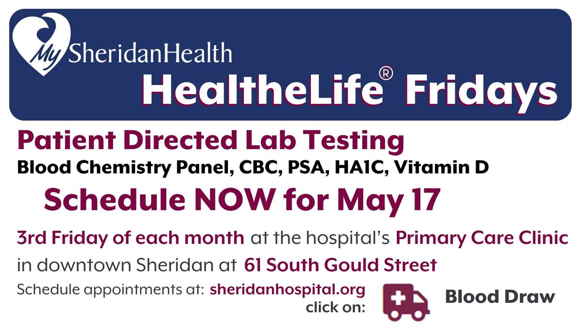 HealtheLife Friday Patient Directed Lab Testing Blood Draws