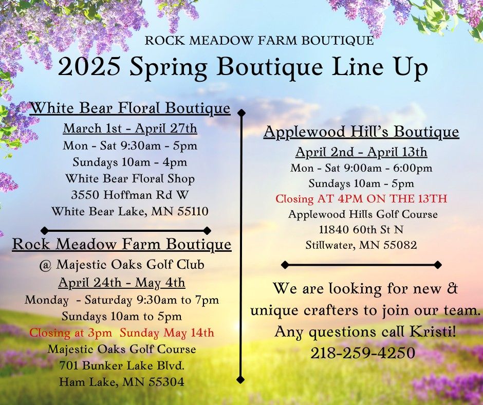 Rock Meadows Farm \u201cSpring\u201d Boutiques Line Up