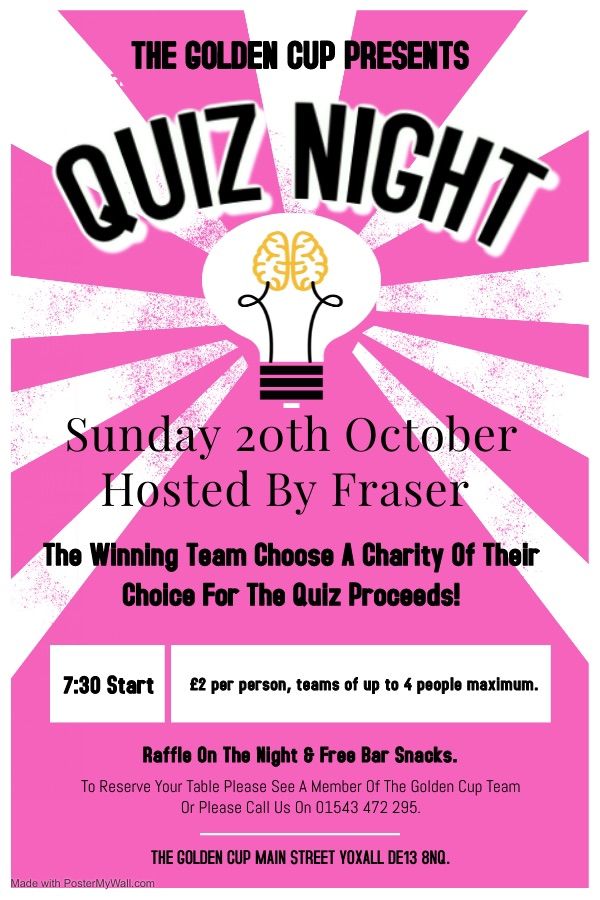 It\u2019s Quiz Night!! 7:30pm