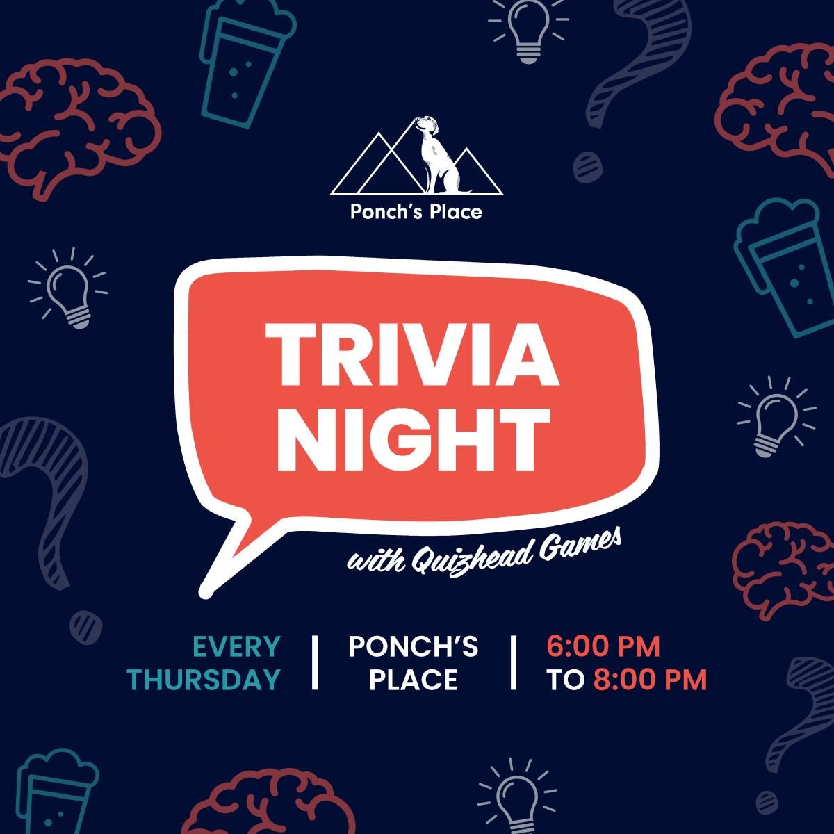 Thursday Night Trivia with Quizhead Games at Ponch's Place in Bend