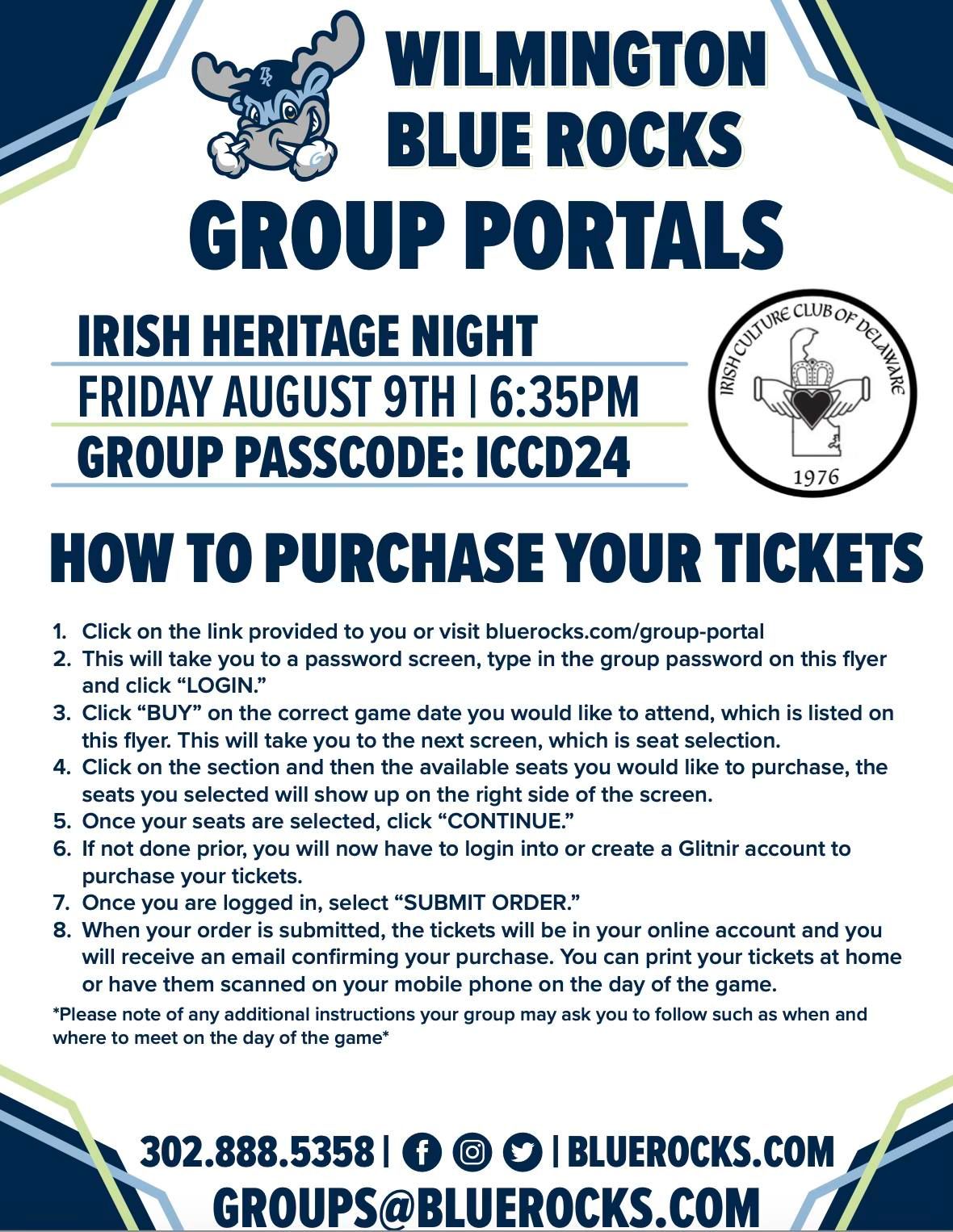Irish Heritage Night at the Blue Rocks - Fireworks Sponsored by ICCD