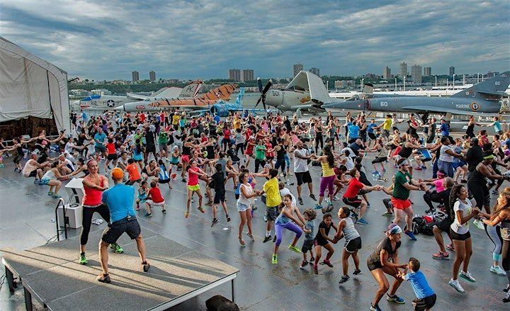 IronStrength and sunset yoga on the Intrepid Flight Deck