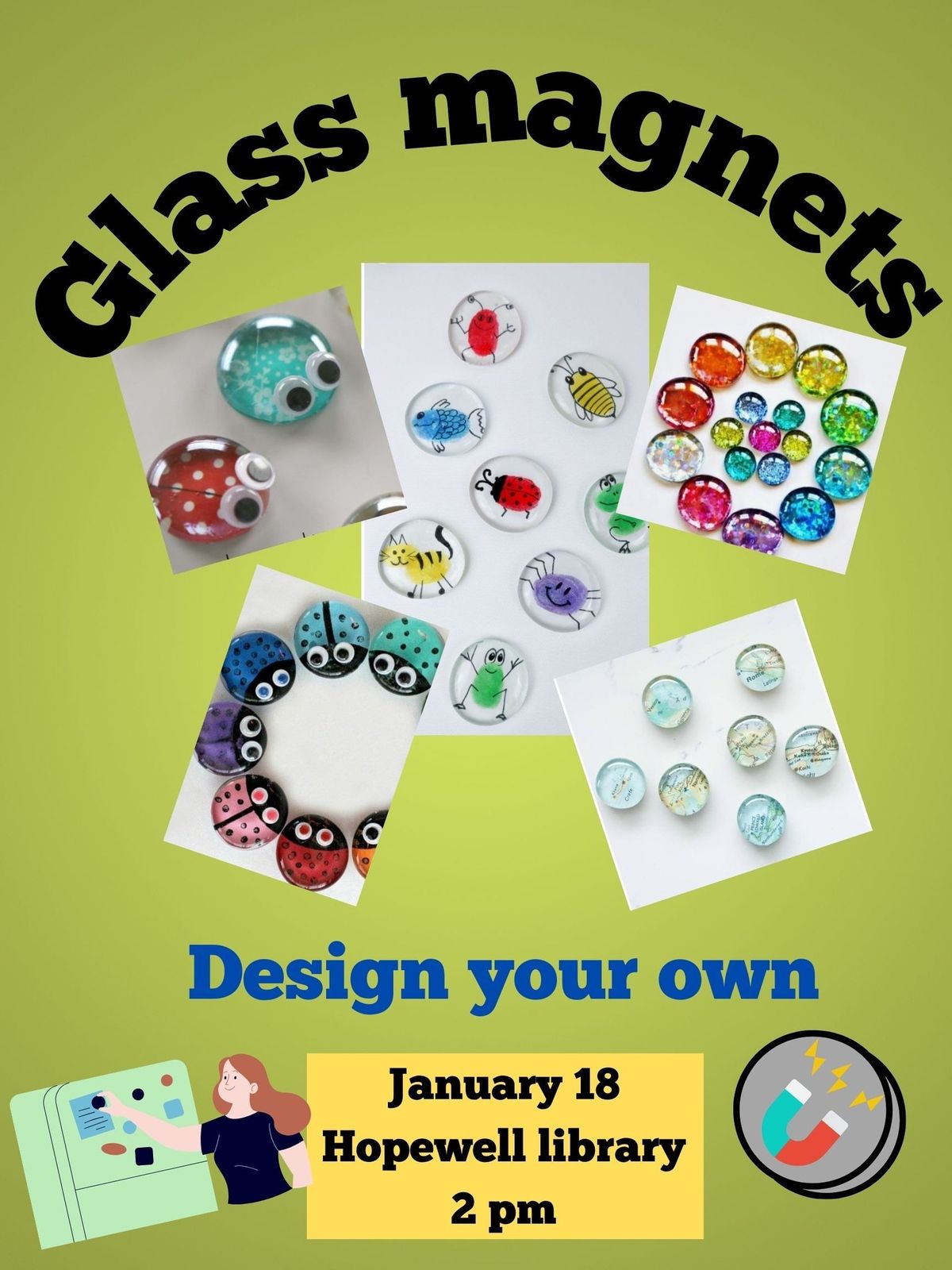 Glass Magnets- Hopewell Library