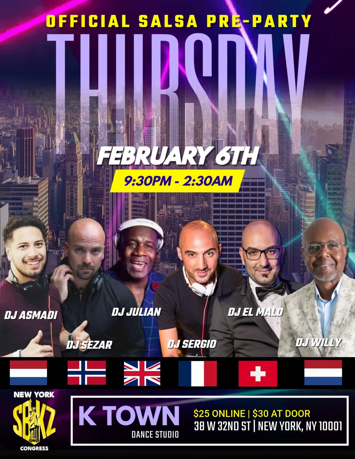 OFFICIAL SALSA PRE-PARTY | New York SBKZ Congress | Thurs, Feb 8, 2024 