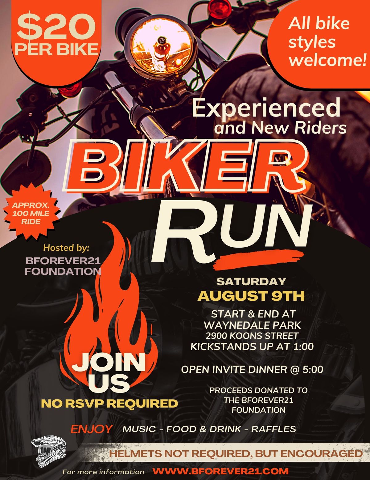 Old and Young Biker Run - Memorial Run - BForever21 Foundation