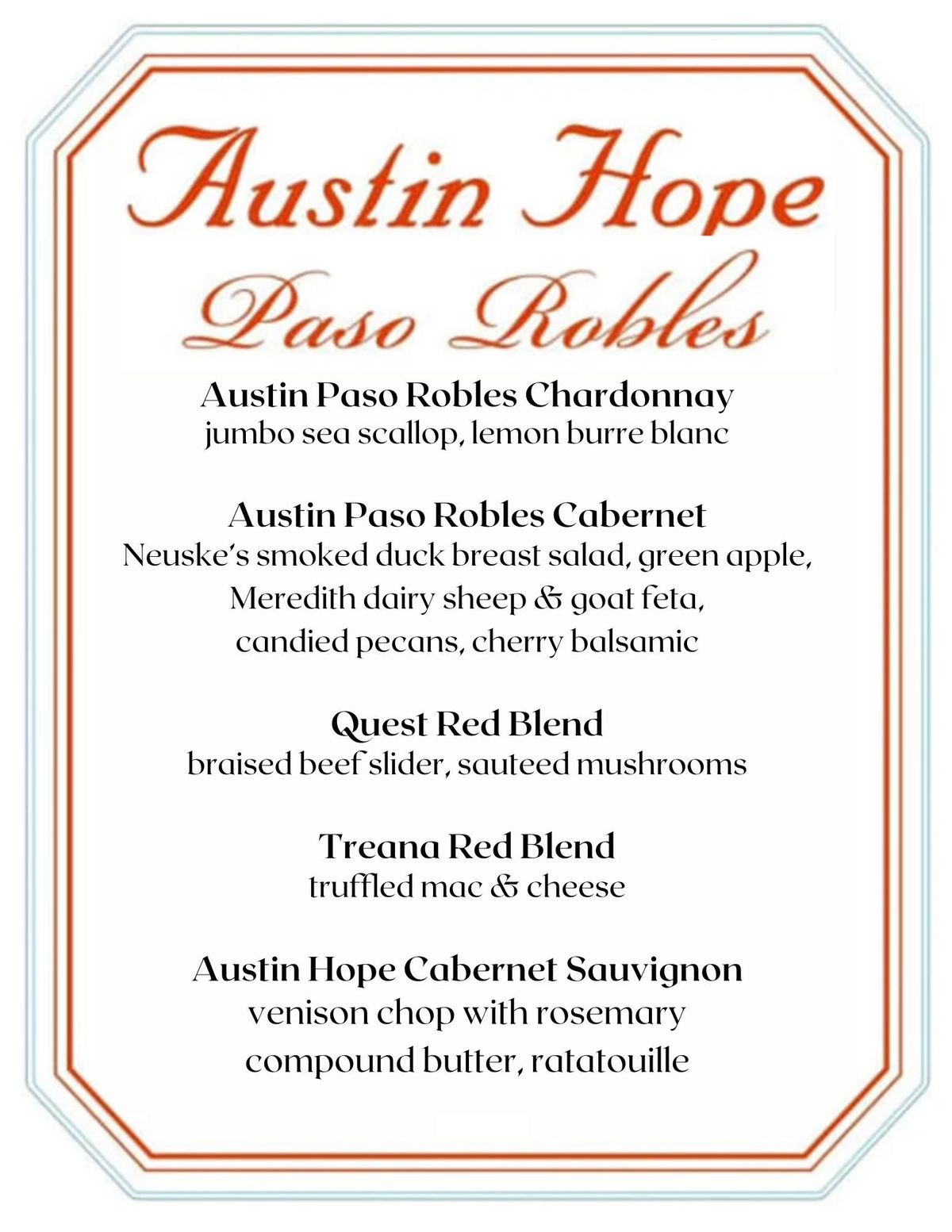 Austin Hope Wine Dinner