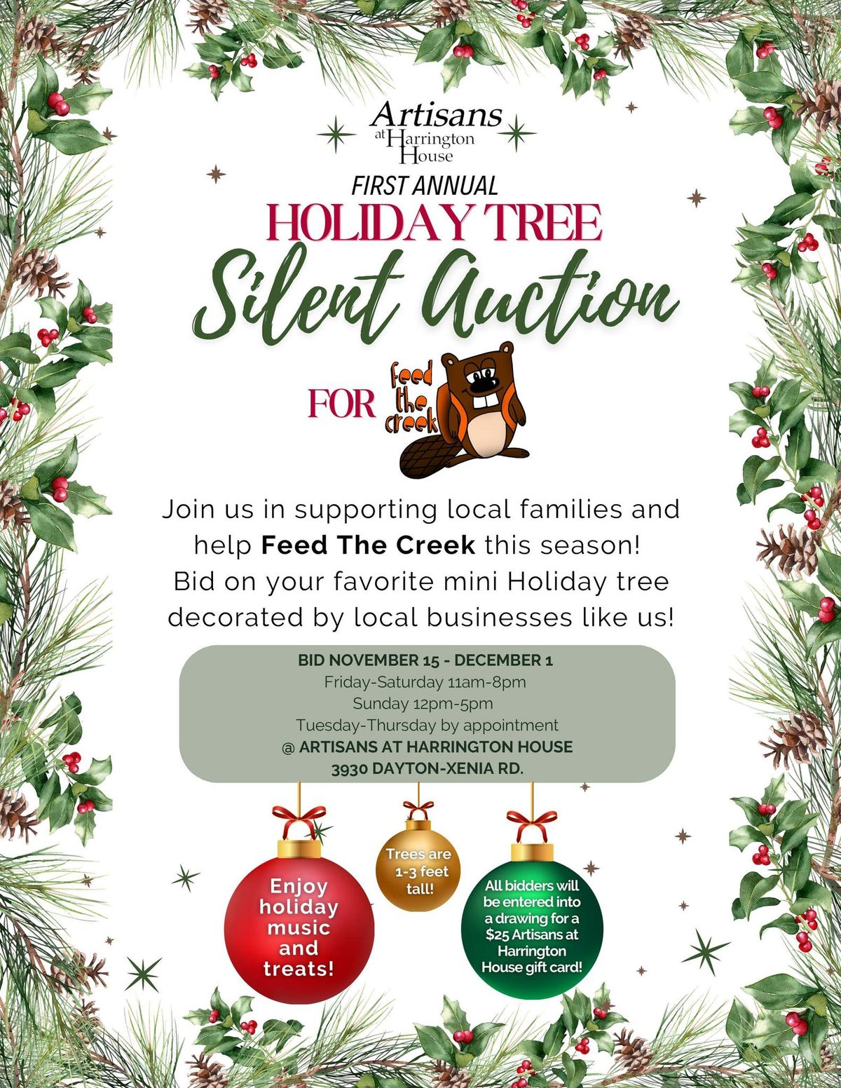 Silent Tree Auction Supporting FEED THE CREEK