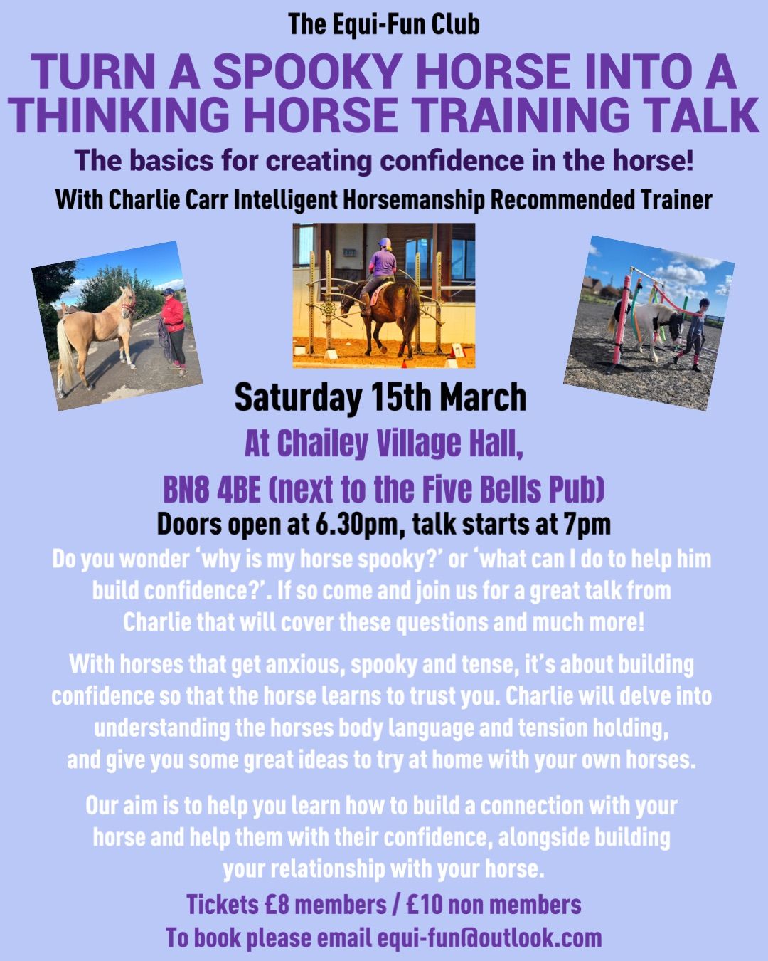 TURN A SPOOKY HORSE INTO A THINKING HORSE TRAINING TALK OPEN TO ALL