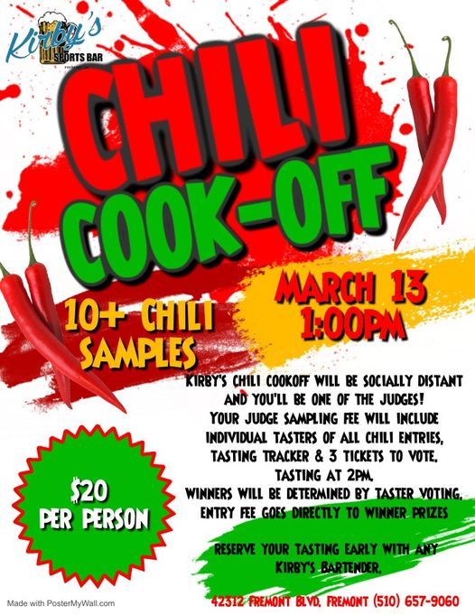 Kirbys Chili Cook-Off, Kirby's Sports Bar, Fremont, 13 March 2021