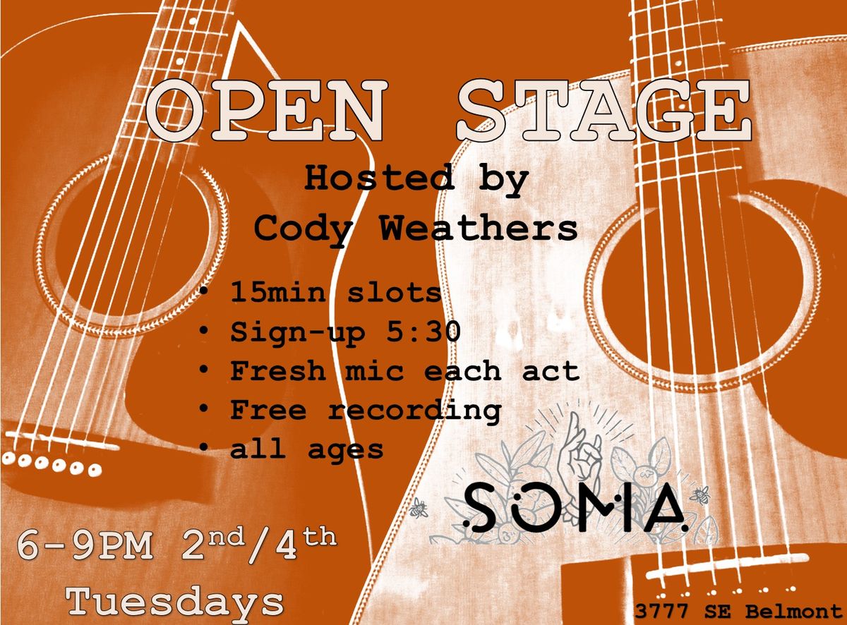 Open Stage with Cody Weathers at Soma Kombucha Taproom Belmont