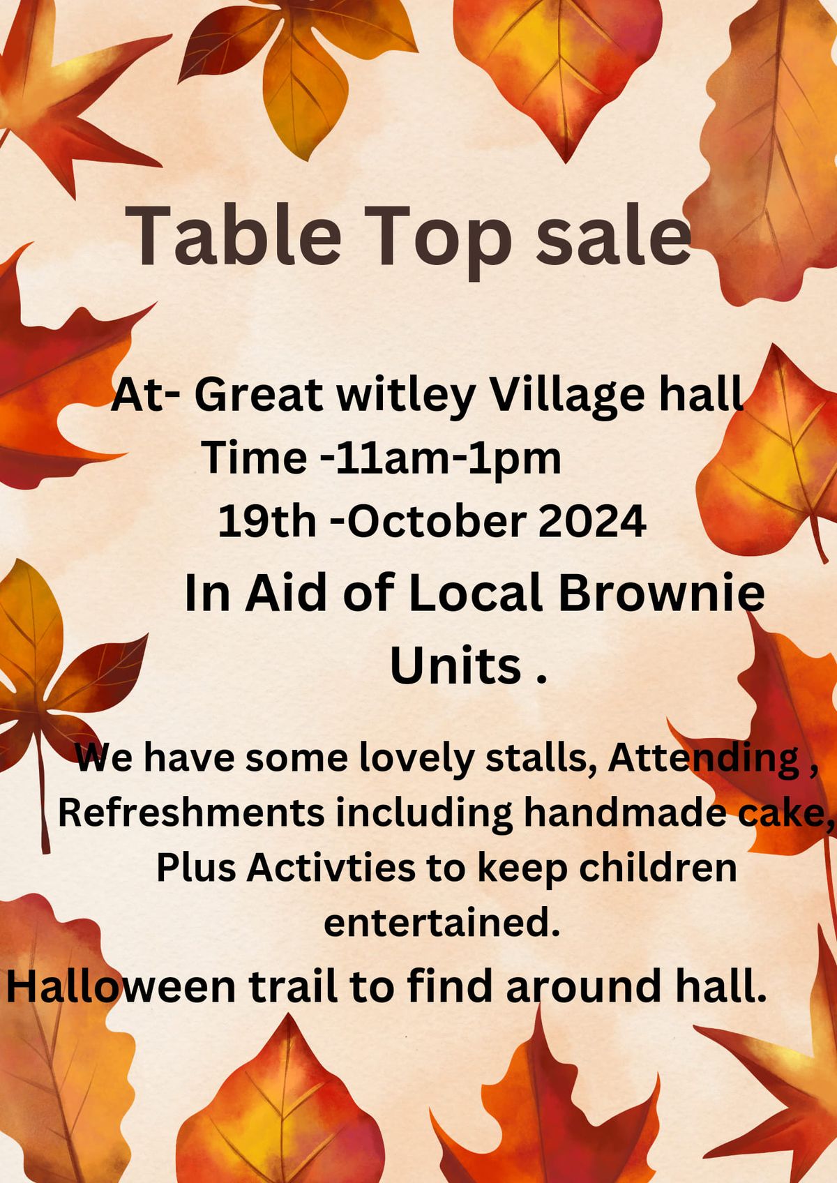 Table top sale 