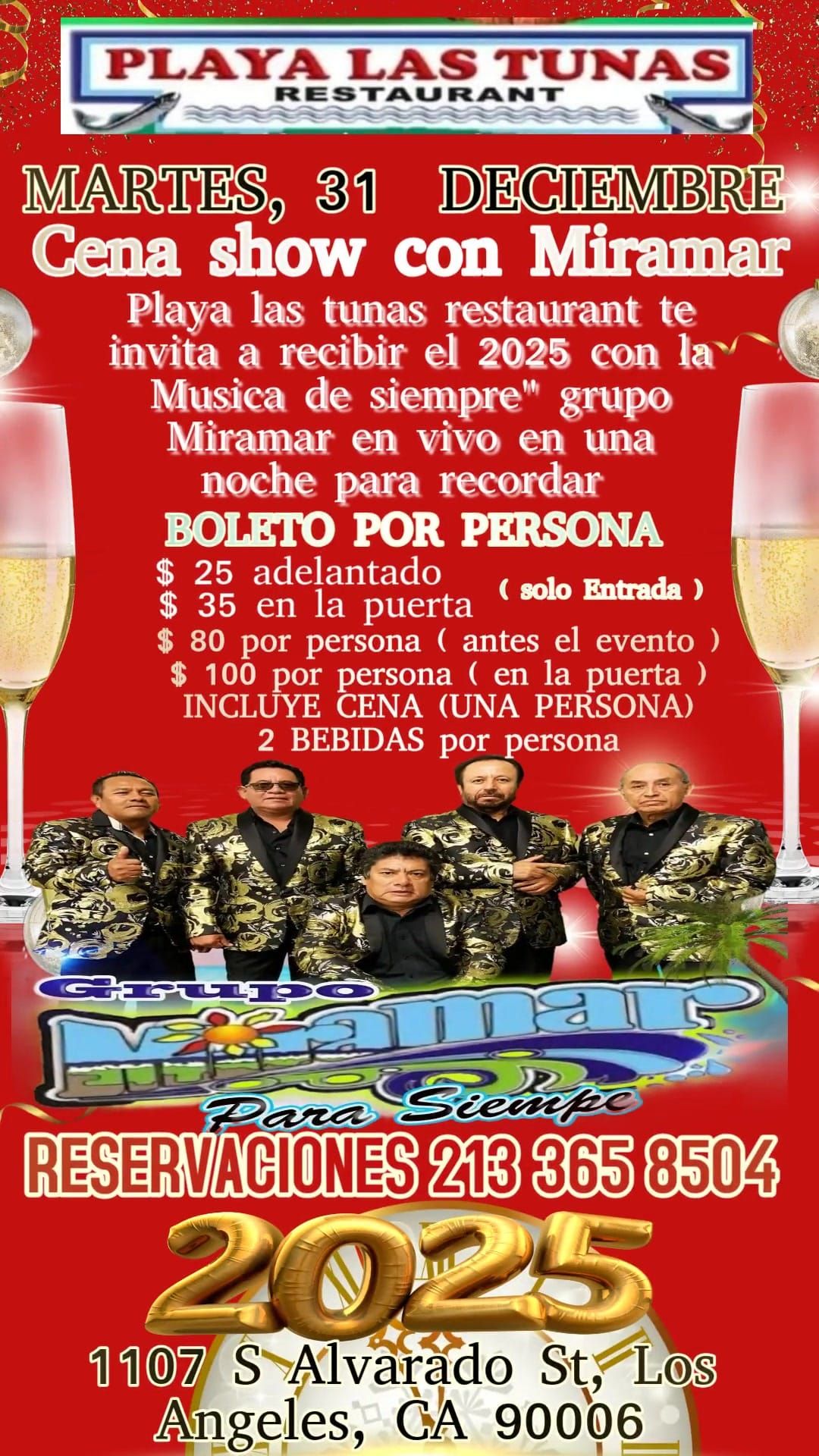 Cena show con grupo miramar despidiendo el a\u00f1o viejo