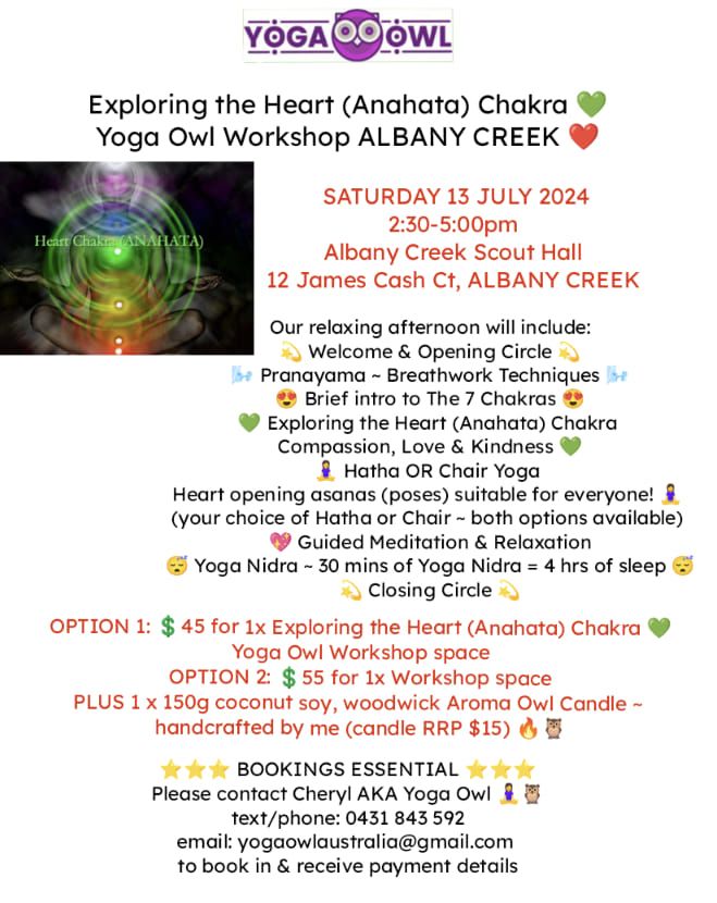 Exploring the Heart (Anahata) Chakra \ud83d\udc9a ~ Yoga Owl Workshop ALBANY CREEK \u2764\ufe0f