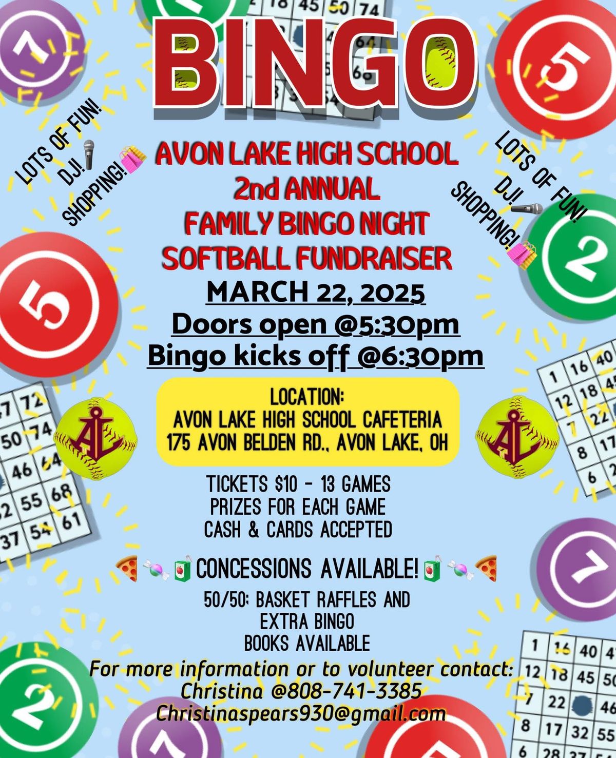 Vendor Bingo Softball Fundraiser 