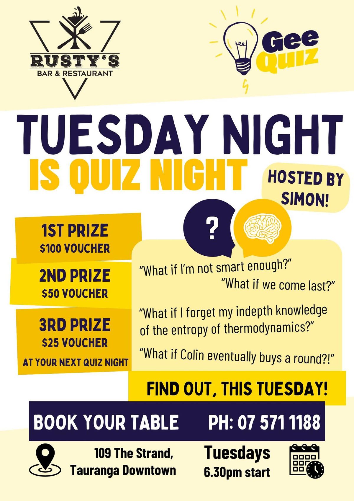 Tuesday Quizzing at Rusty's Tauranga 