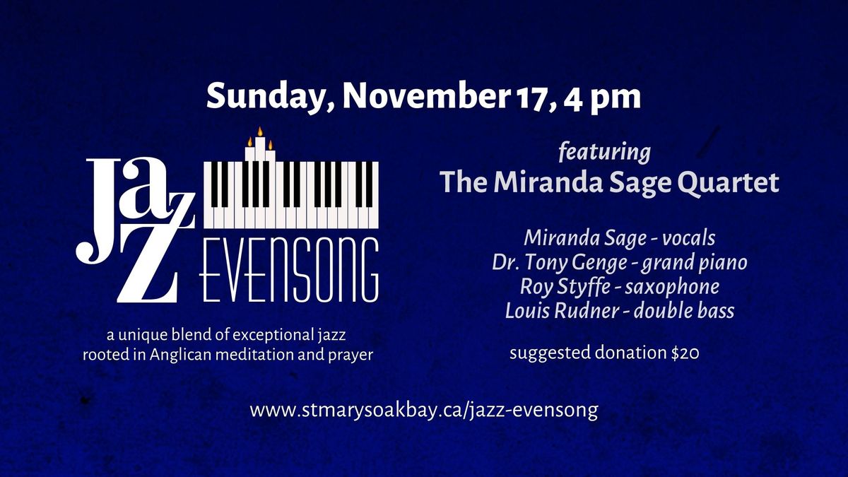 Jazz Evensong with The Miranda Sage Quartet