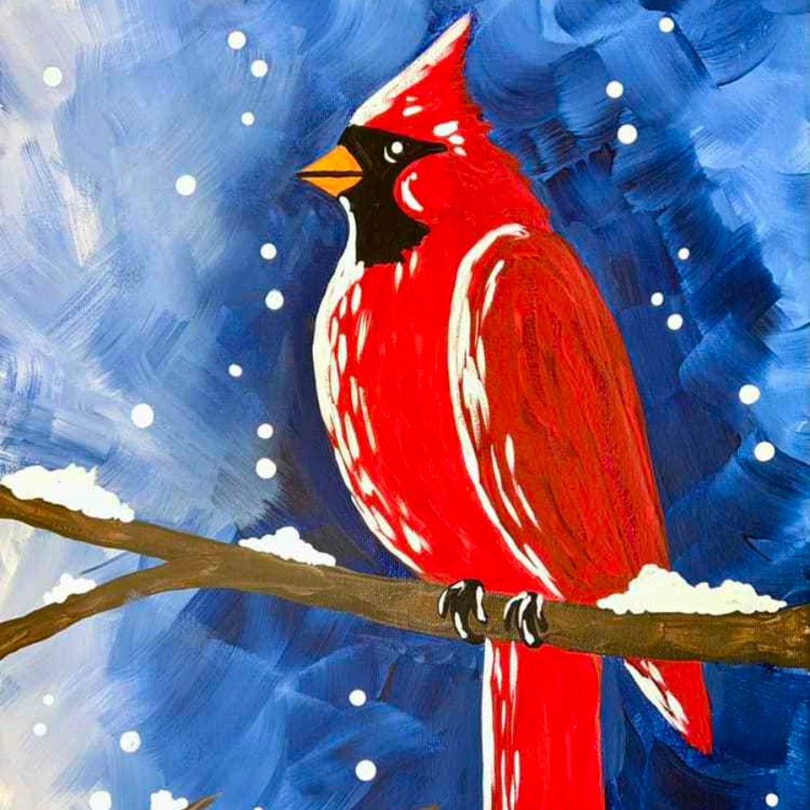 Winter Cardinal Paint and Sip