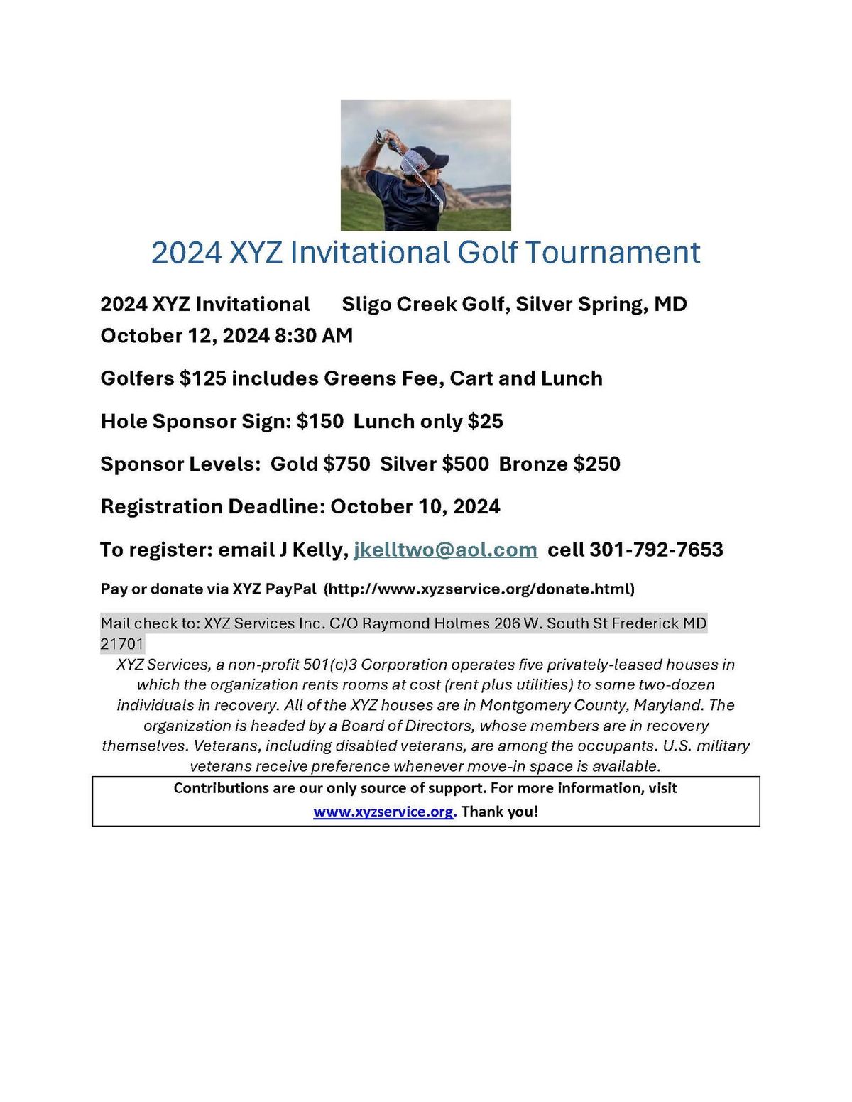 2024 XYZ Services Annual Invitaional Golf Tournament