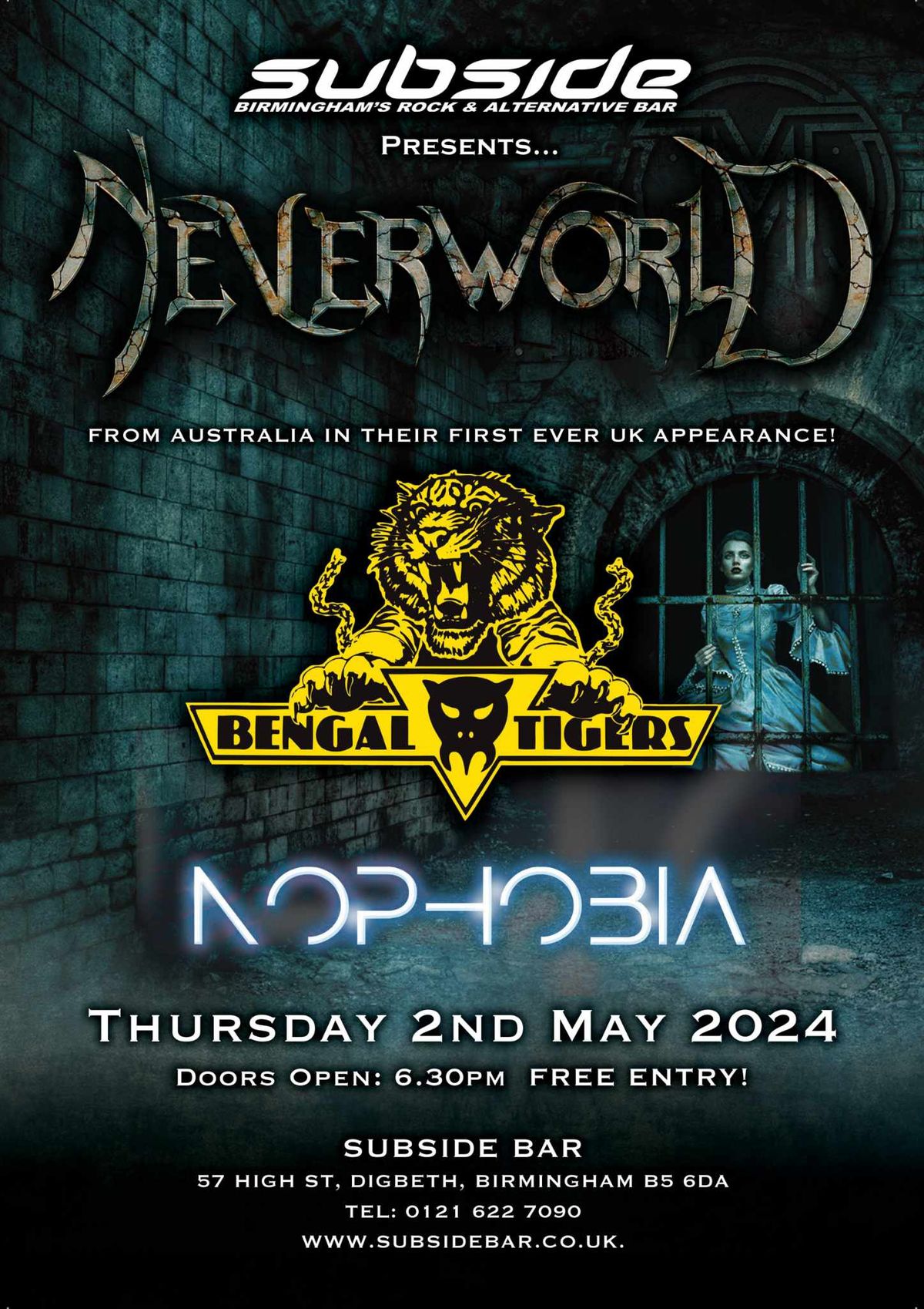 Neverworld\/Bengal Tigers\/Nophobia live at Subside!