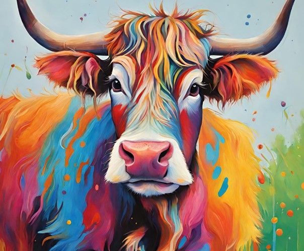 February Paint and Sip - Colouful Cow Canvases