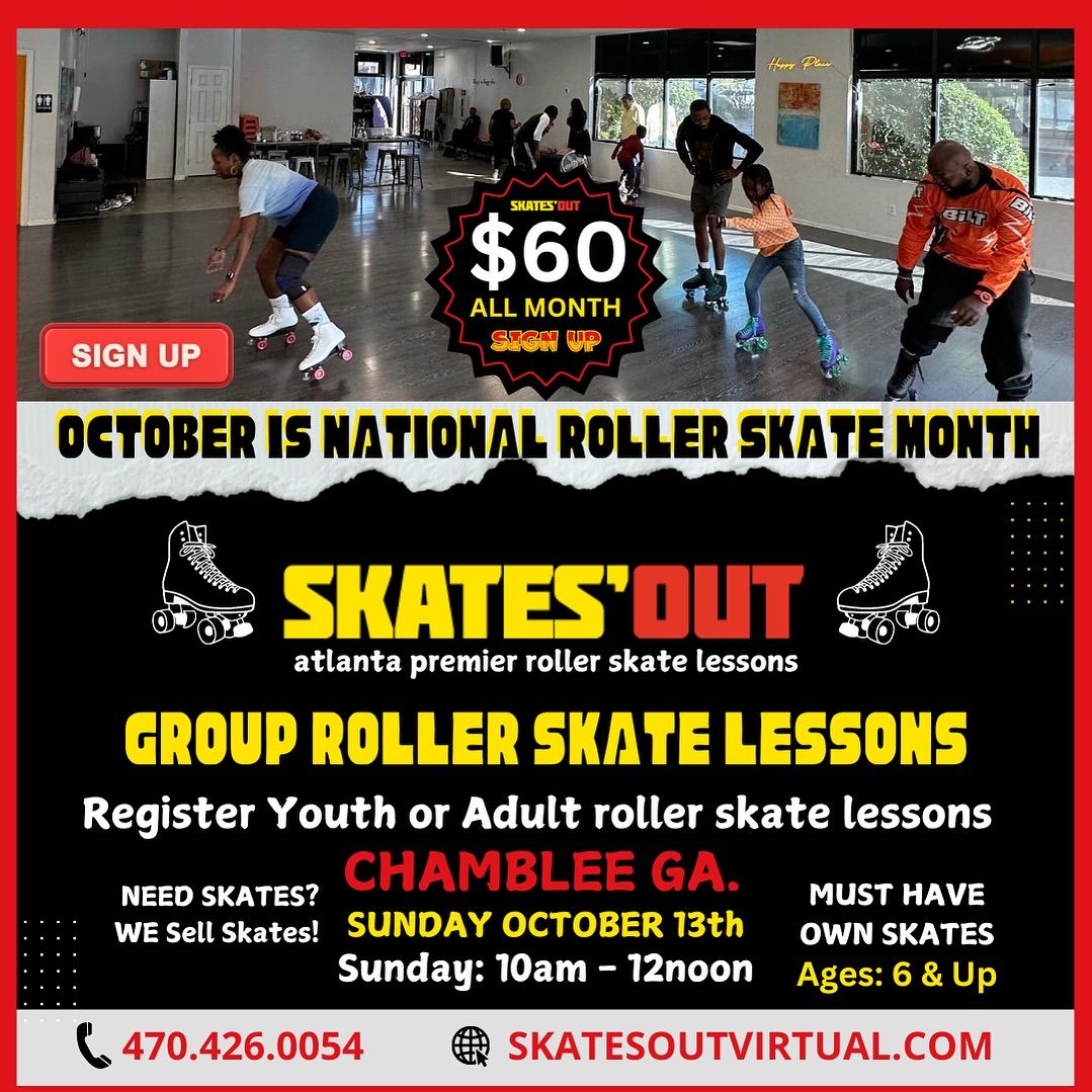 OCTOBER IS NATIONAL ROLLER SKATE MONTH. Atlanta\u2019s group youth and adult roller skating lessons 