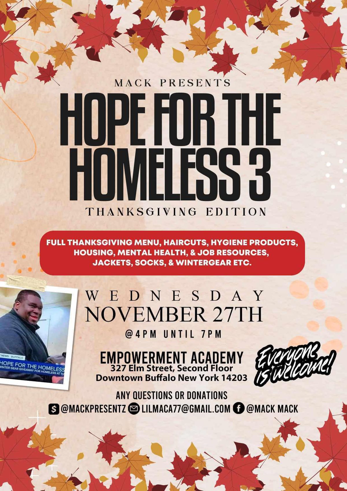 Hope for the Homeless Thanksgiving Edition