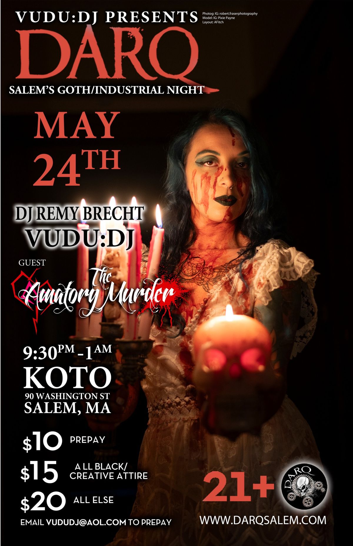 DARQ featuring DJ Remy Brecht, Vudu:DJ, and The Amatory Murder!