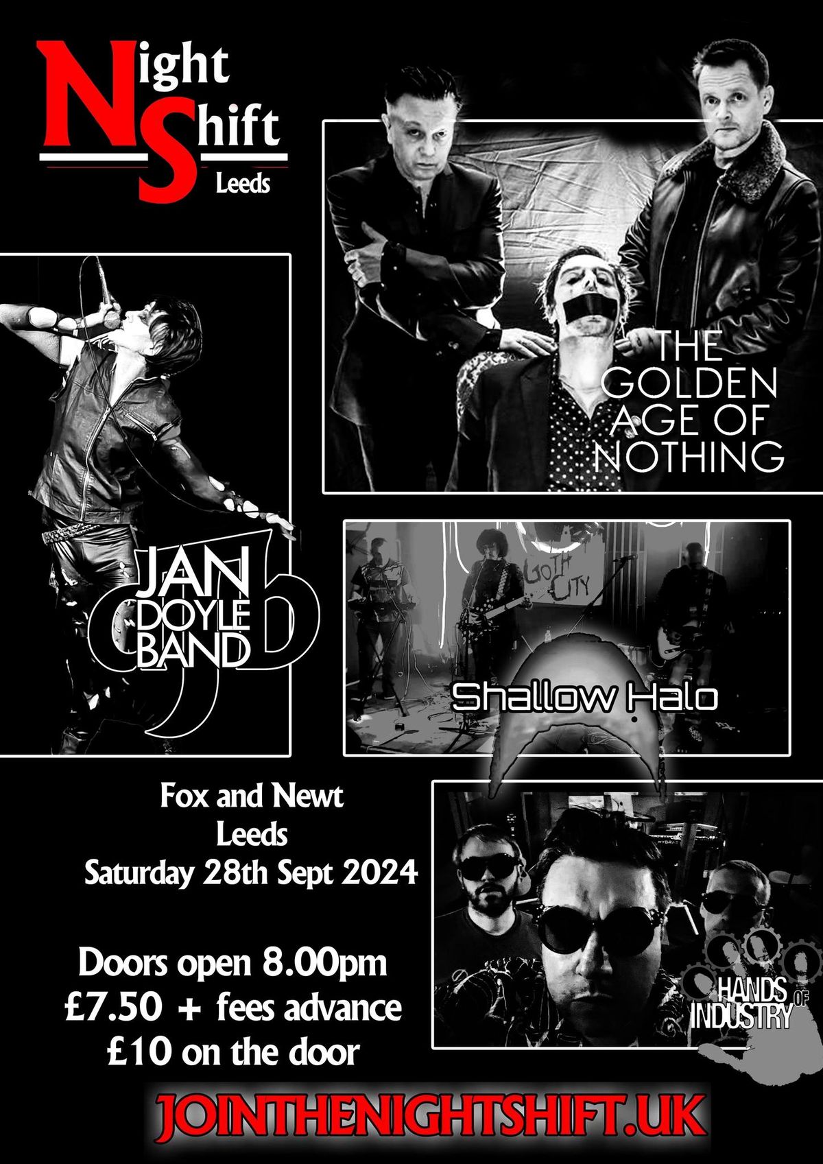 Night Shift Leeds - 28th Sept: Golden Age of Nothing, JDB, Shallow Halo, Hands Of Industry