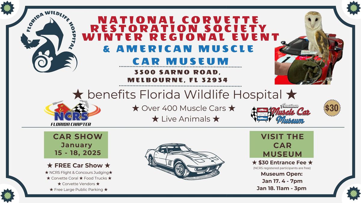 NCRS Winter Regional Event & American Muscle Car Museum - Benefits Florida Wildlife Hospital