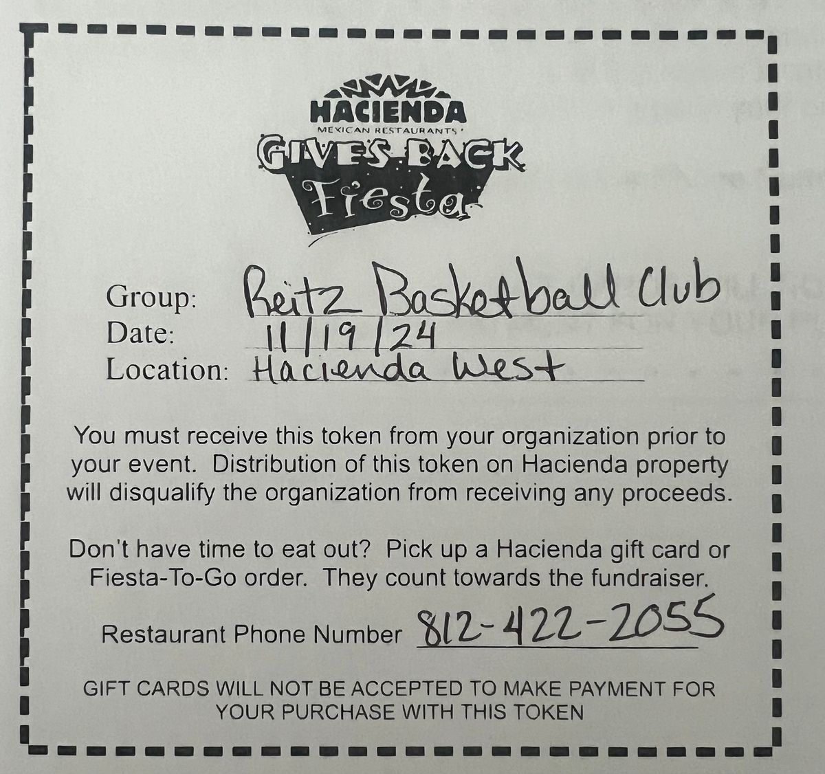 Reitz Basketball HACIENDA Giveback