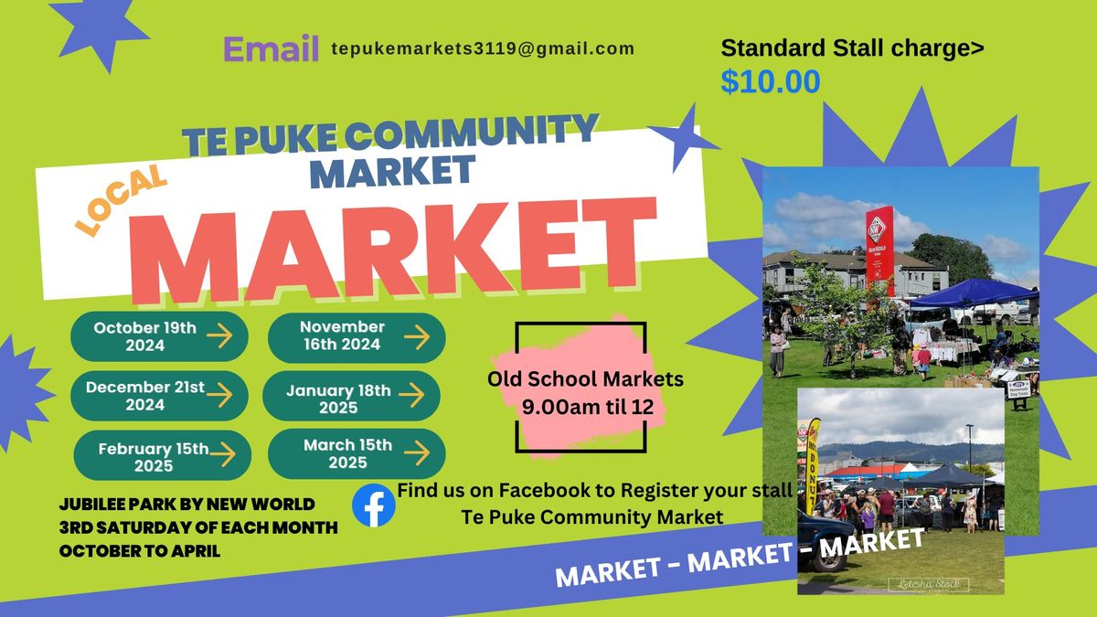 Te Puke Community Market - 3rd Saturday October - March