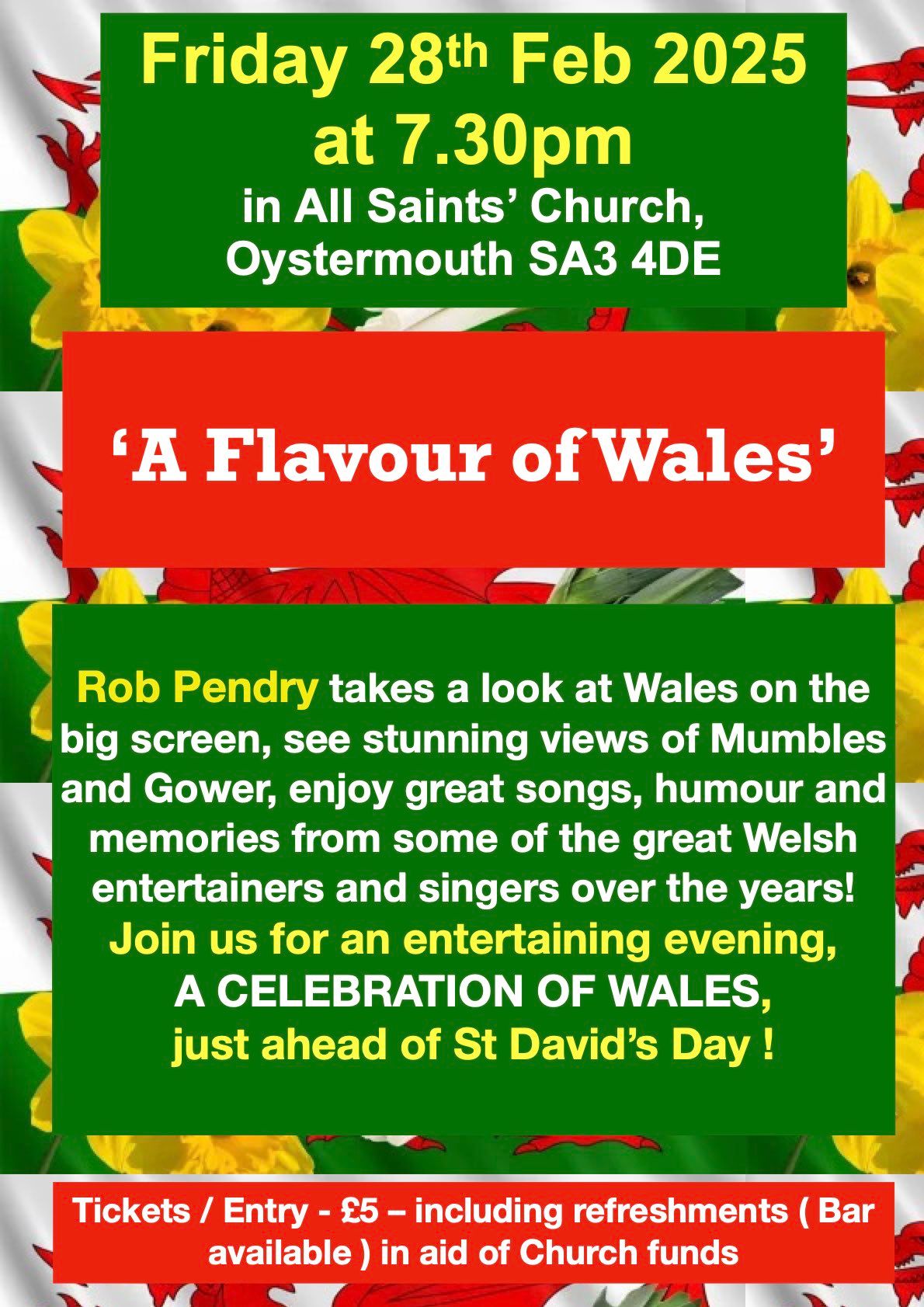 A Flavour of Wales - A entertaining evening looking at all things Welsh with Rob Pendry