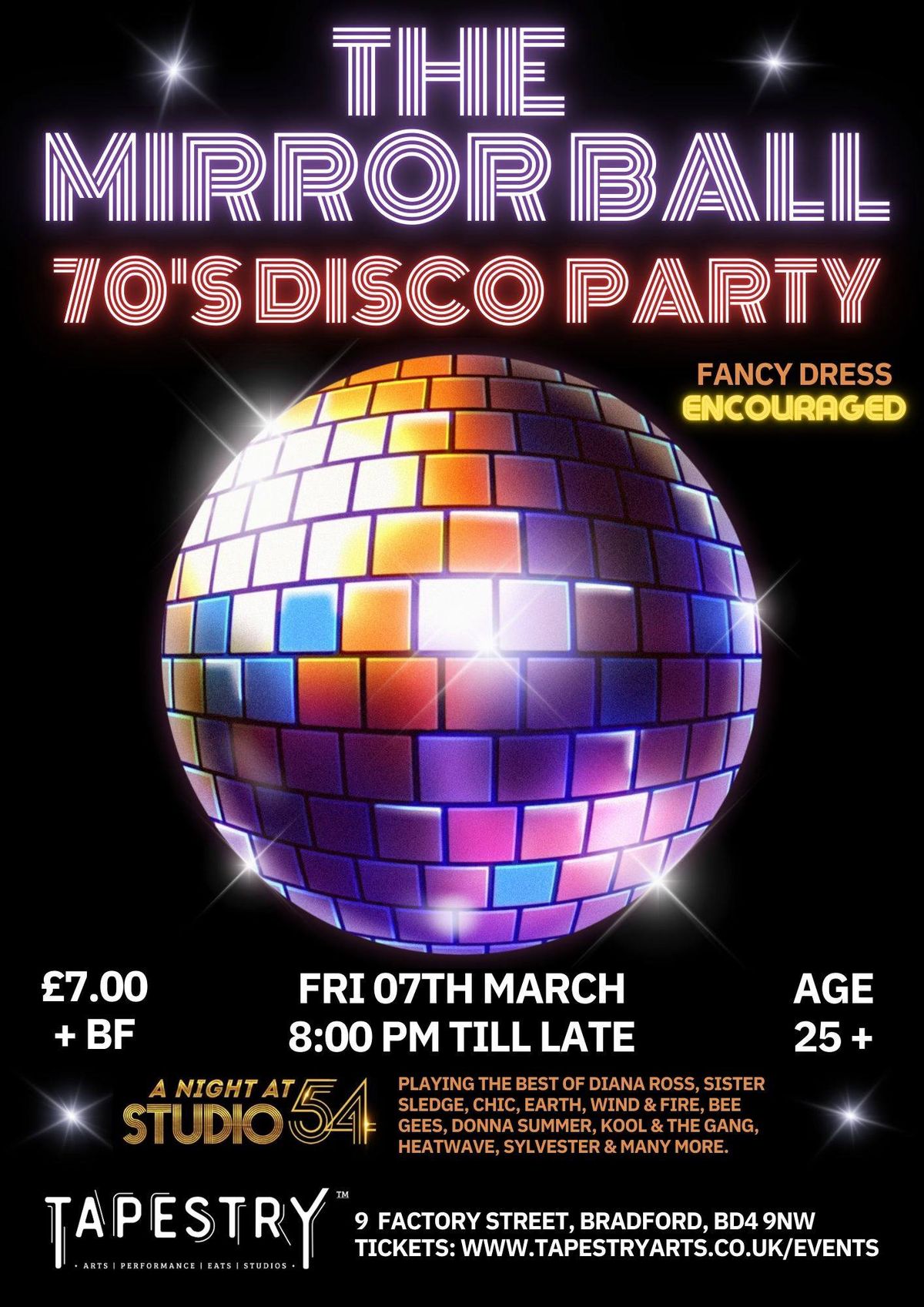 The Mirror Ball 70\u2019s Disco Party!