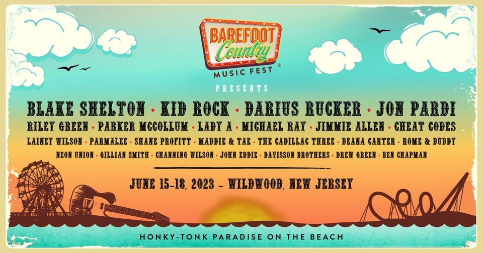 Barefoot Country Music Fest 2023, 3601 Boardwalk, Wildwood, NJ 08260