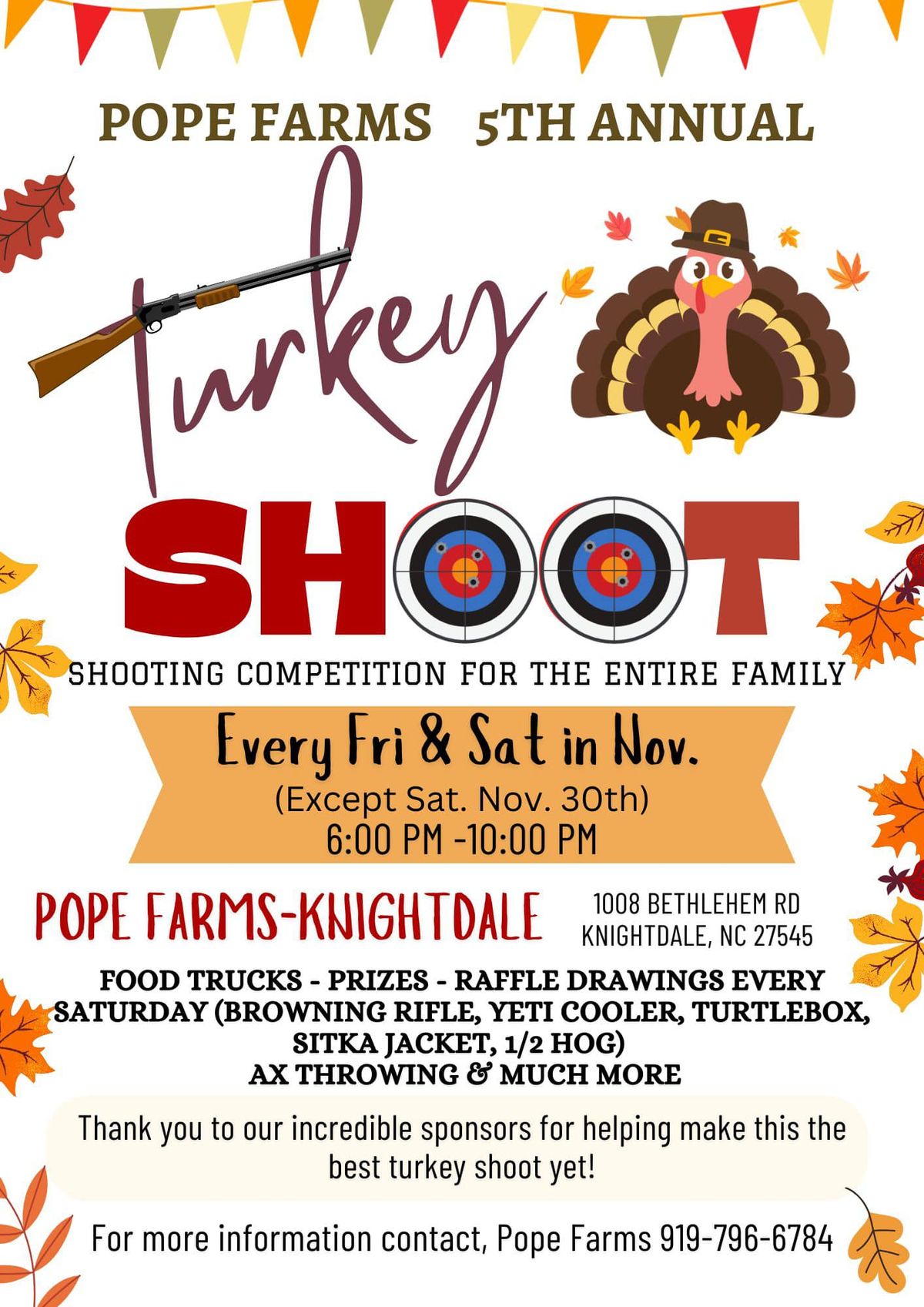 5th Annual Turkey Shoot @ Pope Farms