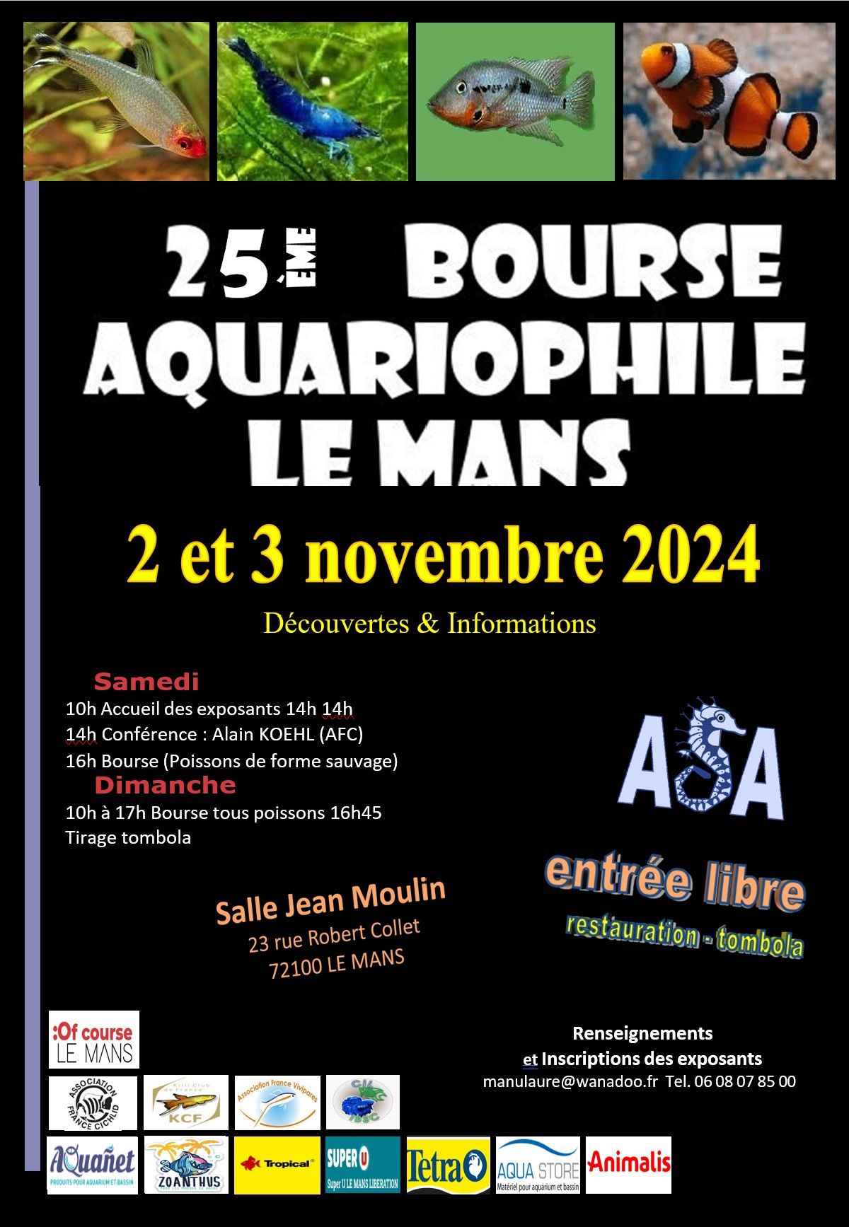 Bourse aquariophile 2 et 3 novembre 2024