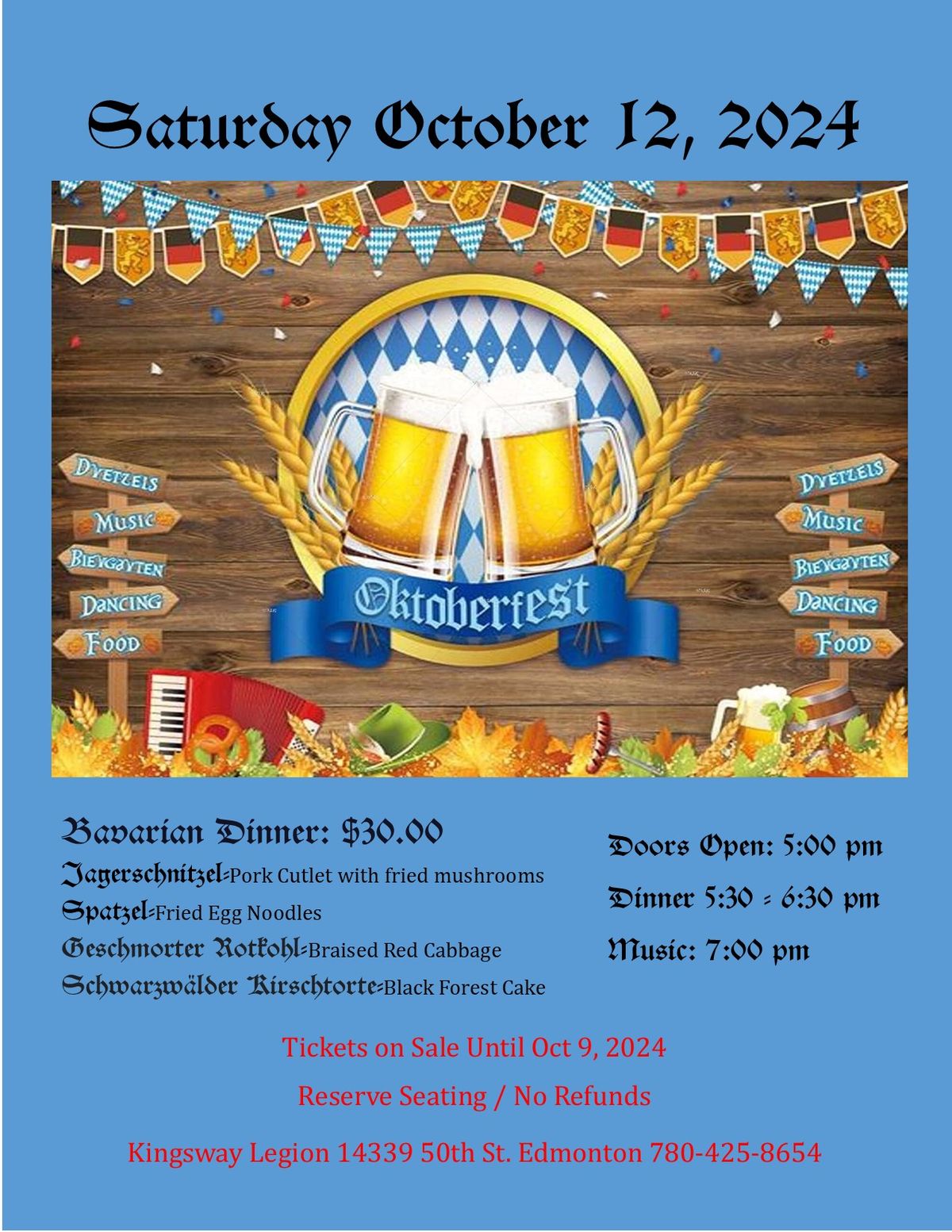 Octoberfest\/Bavarian Dinner!