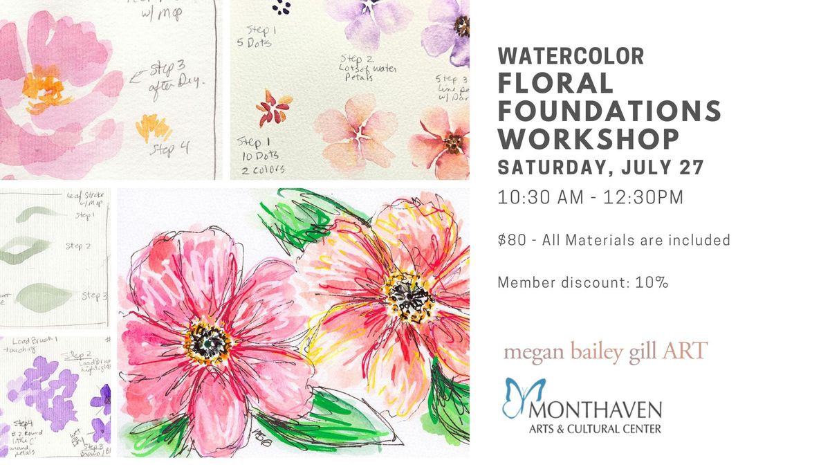 Art Class - Watercolor Floral Foundations at Monthaven in Hendersonville with MeganBaileyGillART