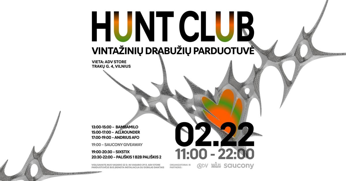 HUNT CLUB \u2013 savait\u0117s trukm\u0117s pop-up - kartu su Dobilas  