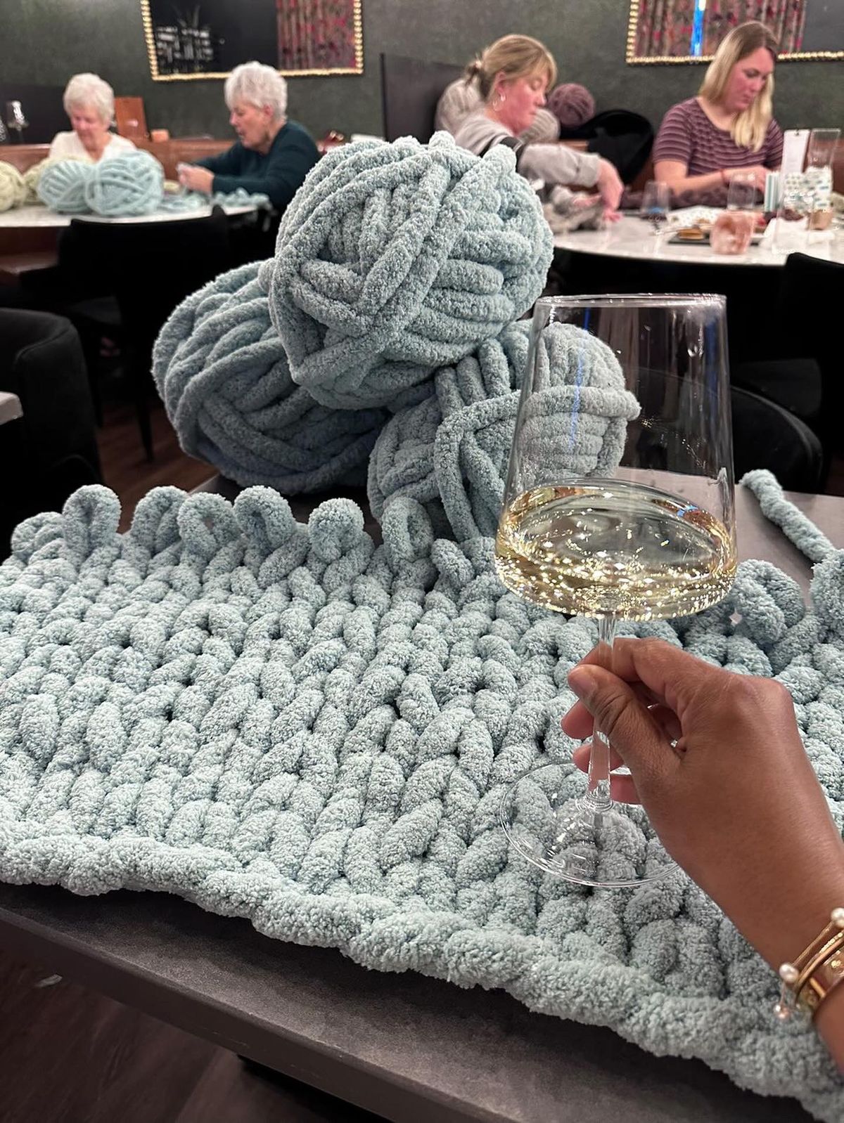 Chunky Knit Blanket Workshop @  Tuscan Market Cooking School