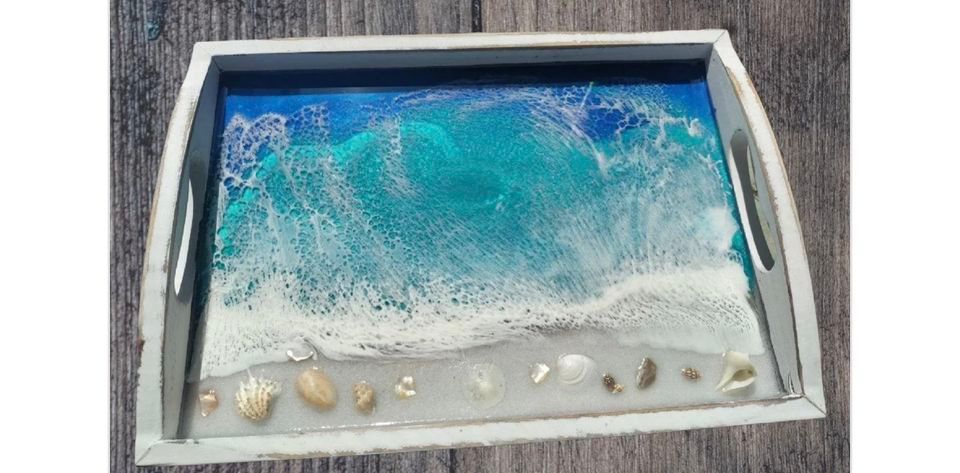 Resin Waves Serving Tray